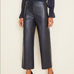 Ann Taylor Faux Leather Wide Leg Trousers.